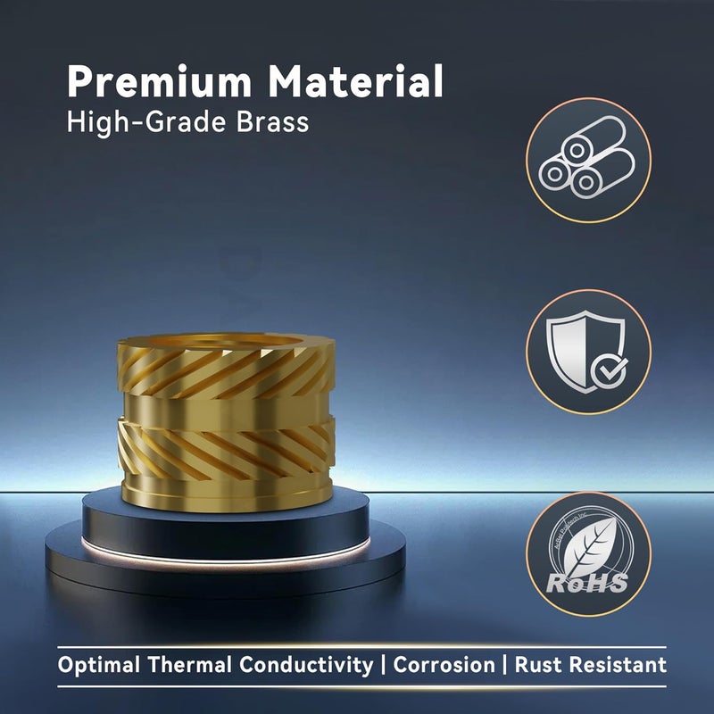 DACKZZM Heat Set Insert, M5 Threaded Inserts for Plastic and 3D Printing (50 Pieces), Brass Metric Knurled Nuts - Insert by Heat into Plastic Parts - Image 4
